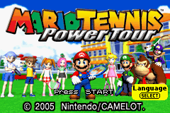 Mario Tennis Power Tour title screen for GameBoy Advance
